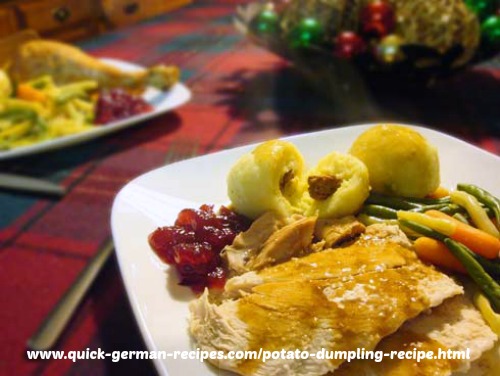 German Potato Dumplings with turkey