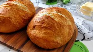 Warm-from-the-oven, crusty artisan bread loaf