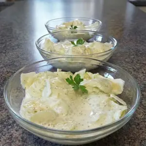 This northern German cucumber salad (gurkensalat) is one I make often. It’s fresh, creamy, and the perfect side to almost any meal.