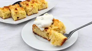 Oma’s crumb cake recipe is traditional German and so delicious. Made without yeast, it’s quick and easy. Instead of apples, use plums, jam, etc. Add whipped cream! Lecker!