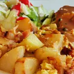 This kohlrabi recipe is a great way to use up leftover ham and create a delicious, traditional German meal.