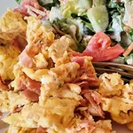 This German scrambled eggs recipe with ham is so easy to make. You'll learn how to make scrambled eggs that are fluffy and yet creamy. Great for breakfast, lunch, or a light supper.