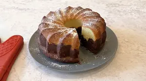 Vegan marble cake with silken tofu for a moist, tender crumb, just like Oma's German bundt marble cake you remember. 