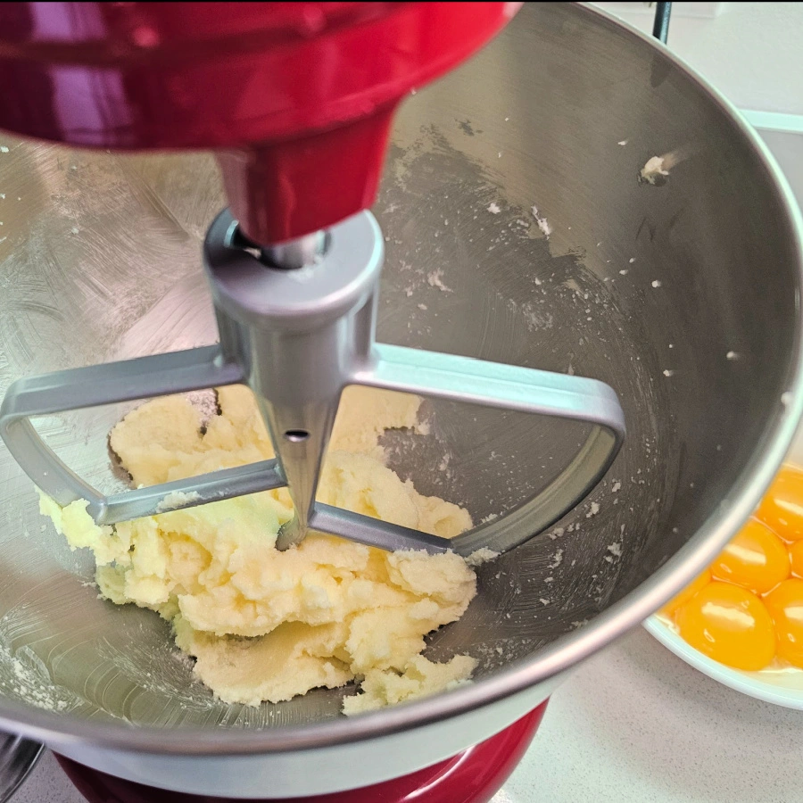 Cream butter and sugar for poppy seed cake recipe