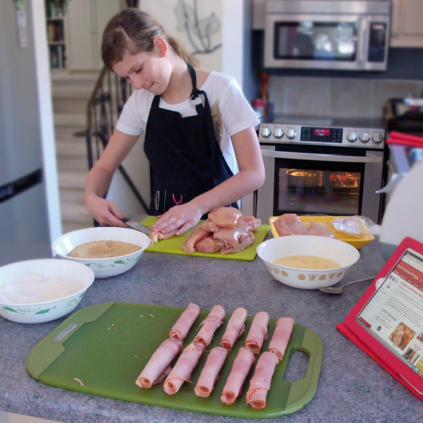 Making Ham and Cheese Rolls for Chicken Cordon Bleu Making Ham and Cheese Rolls for Chicken Cordon Bleu