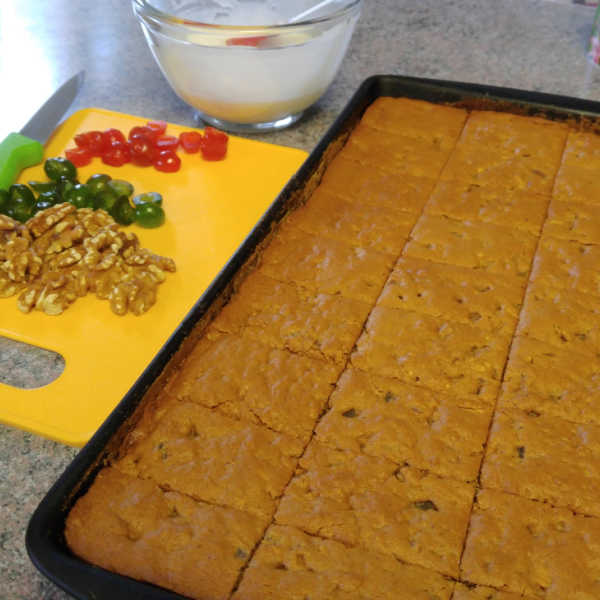 Score German Lebkuchen immediately upon removing from oven
