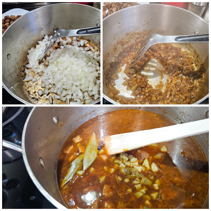 Cooking the onions for the pfefferpotthast Cooking the onions for the pfefferpotthast