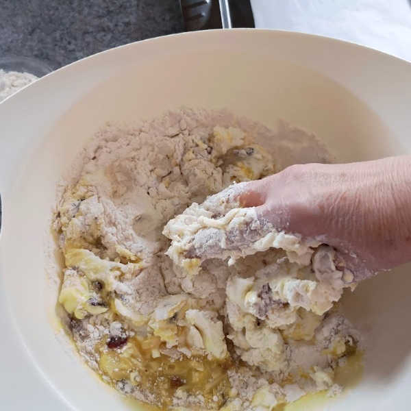 Now for the fun part! Mix and gently knead that dough! Now for the fun part! Mix and gently knead that dough!