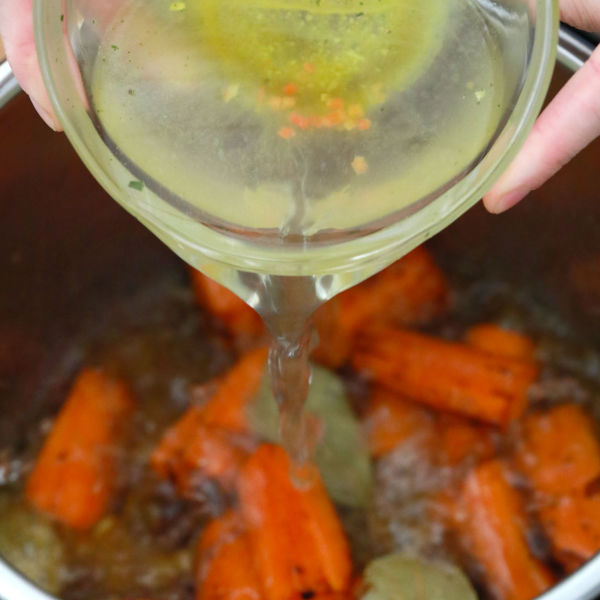 Deglaze Instant Pot with broth