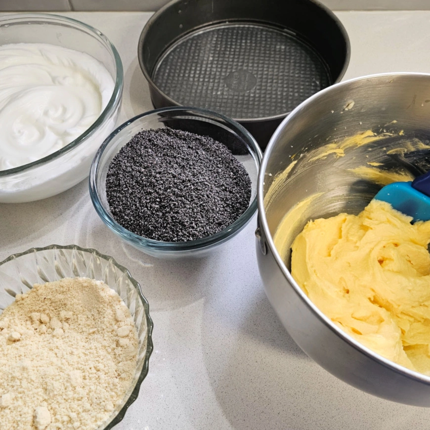 ready to add rest ingredients for poppy seed cake recipe