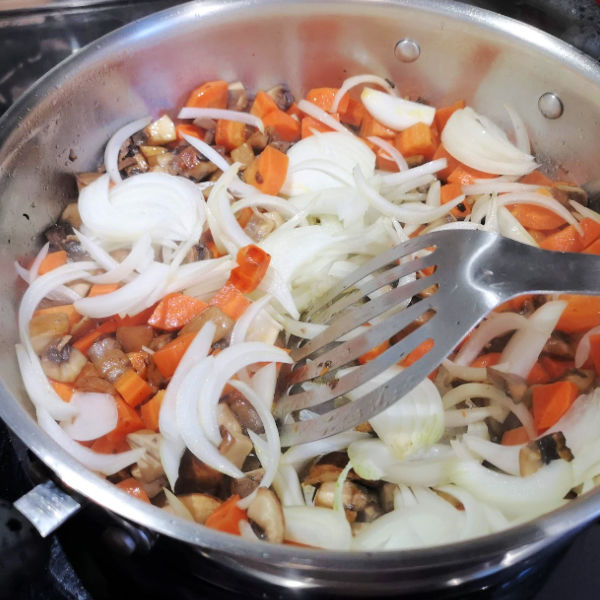 Sautéing the vegetables Sautéing the vegetables