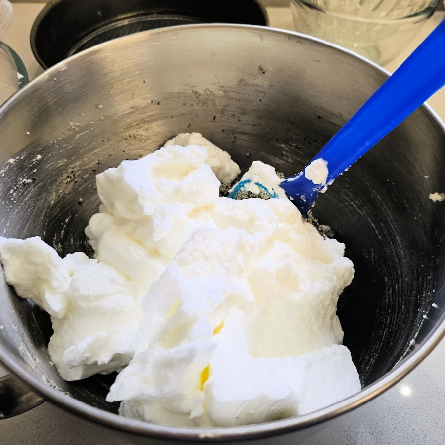 adding rest of egg whites for poppy seed cake recipe