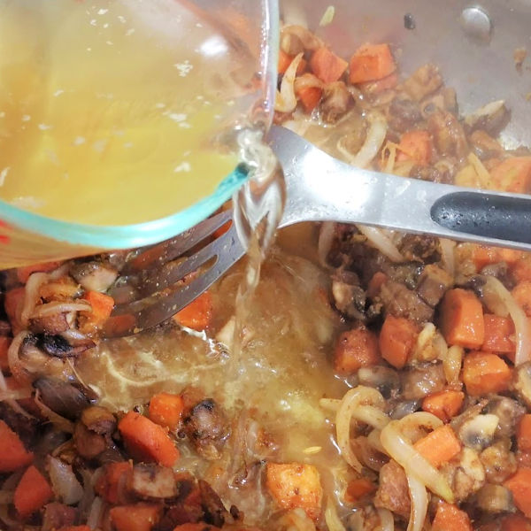 Add broth to pan Add broth to pan