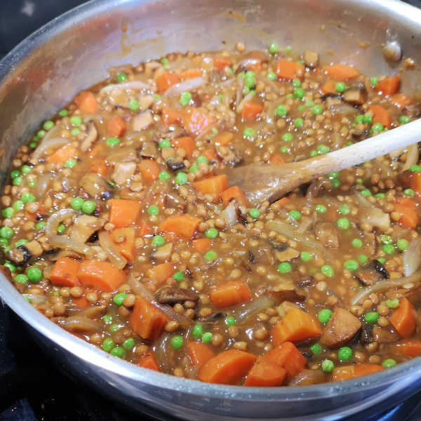 Cook until shepherds pie base is thickened Cook until shepherds pie base is thickened