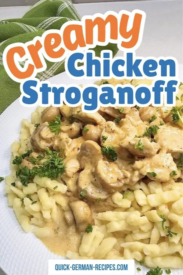 Pinterest pin for chicken stroganoff  recipe