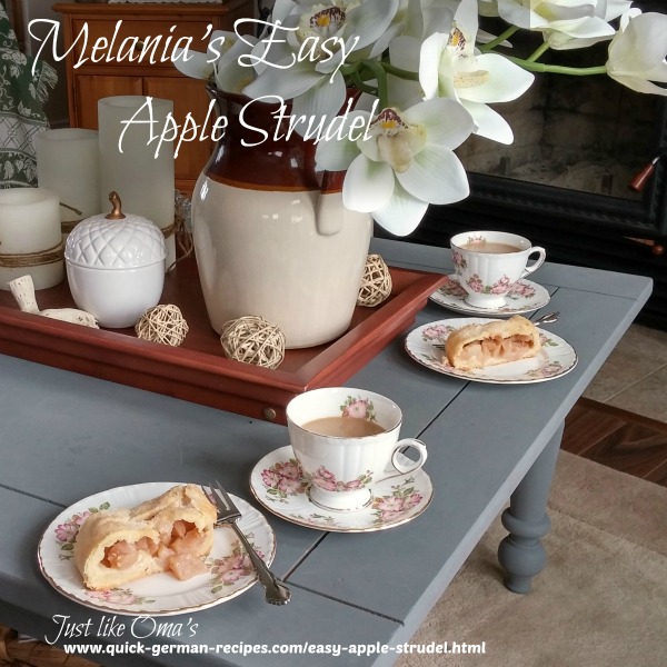 This apple strudel is served elegantly alongside a nice hot cup of tea. Such a wonderfully delicious combo! This apple strudel is served elegantly alongside a nice hot cup of tea. Such a wonderfully delicious combo!