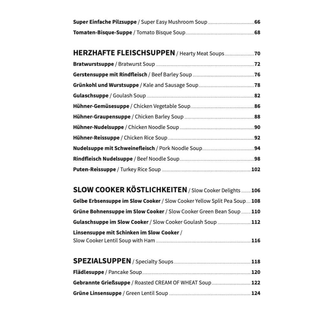 Soups & Stews Just Like Oma Cookbook TOC page 5 Soups & Stews Just Like Oma Cookbook TOC page 5