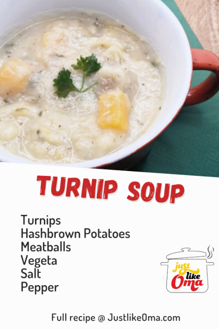 This turnip soup recipe handed down by my Mutti is an unusual favorite! Delicious and so simple with only a few ingredients. Give it a go!
