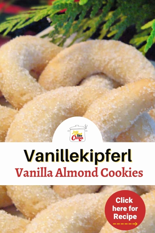 Traditional German Almond Cookie, the Vanillekipfel,  that everyone loves, not only at Christmas, but throughout the year.