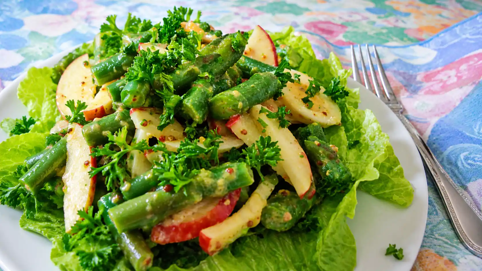 This springtime asparagus salad is so easy to make with hard-boiled eggs, radishes, and green onions.