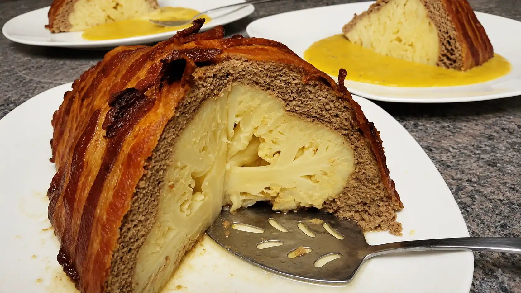 German Cauliflower Bombe on plate