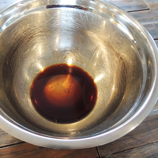 In a large bowl, combine equal parts balsamic vinegar and maple syrup. I use one tablespoon each.