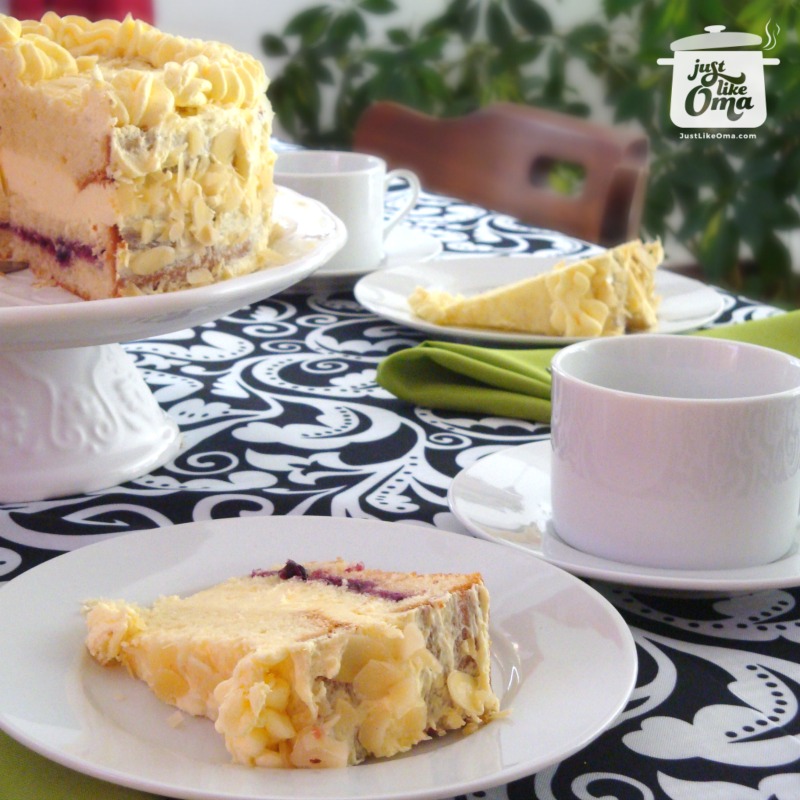 Buttercream torte goes along with a cup of freshly brewed coffee ...