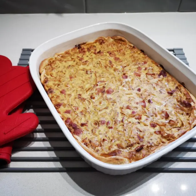 finished German caramelized onion tart finished German caramelized onion tart