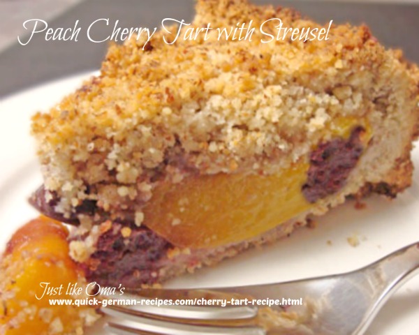 Cherry Tart with Peaches - covered with delicious streusel