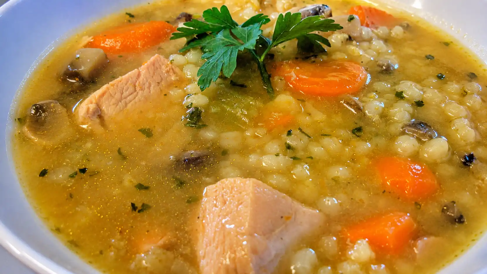 Chicken Barley Soup - comfort food, Oma-style! Such a hearty meal!