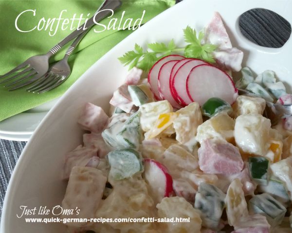 Confetti Salad - a type of potato salad, only more filling