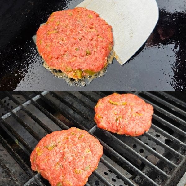 Cooking pickle burgers on the grill and flat top!