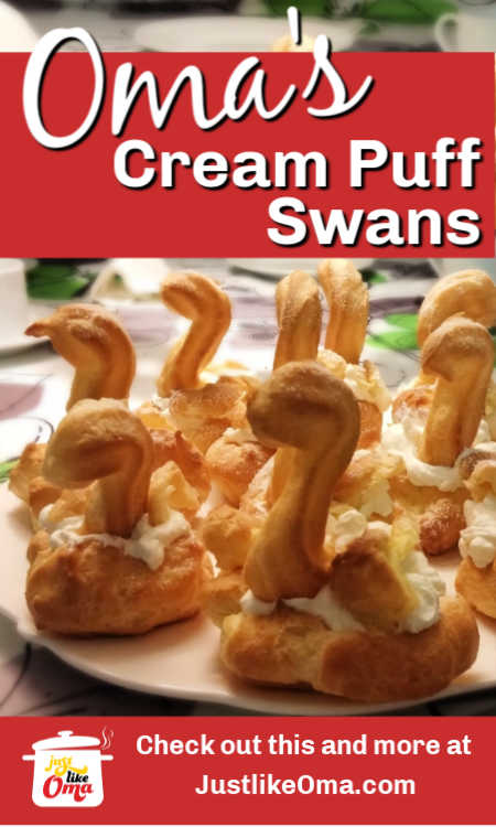 Cream Puff Swans - easy enough for little kids to help you. Made just like Oma with a traditional German recipe for Windbeutel.