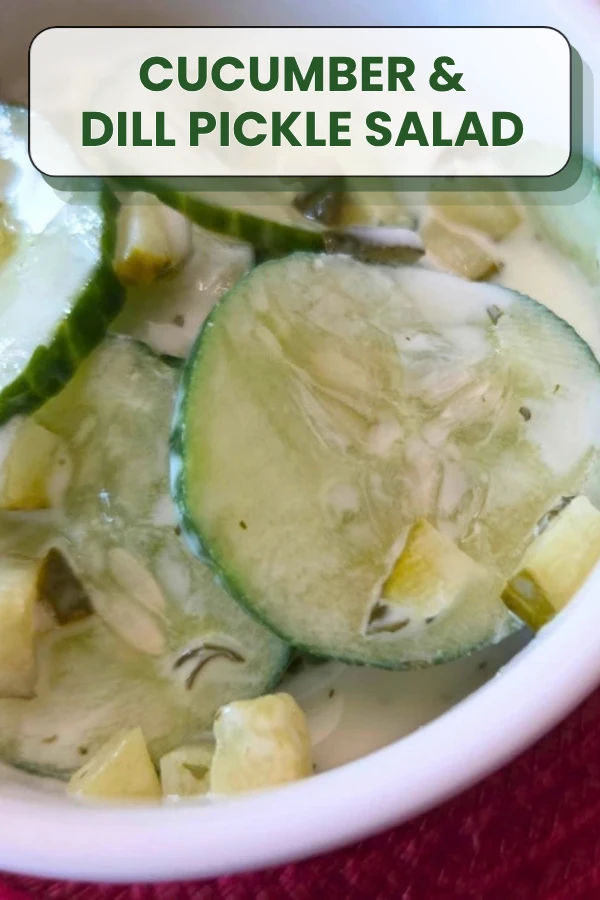 This cucumber salad with pickles is creamy, crunchy, and full of fresh flavor. It makes an easy side dish that pairs perfectly with your favorite German-inspired meals. Cucumber Dill Pickle Salad PIN