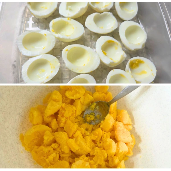 Deviled eggs filling process