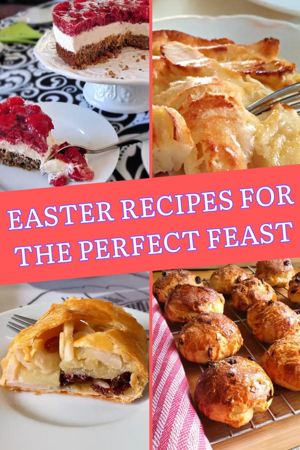Easter Recipes collage with bright pink banner