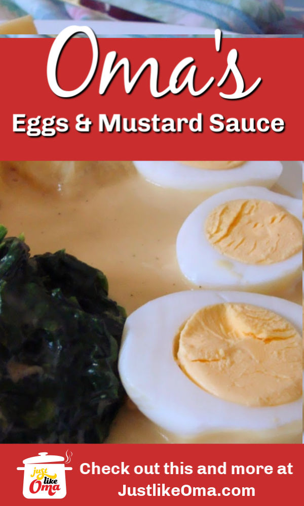German Eggs with mustard sauce. Usually served with boiled potatoes & creamed spinach. Oh, so yummy!