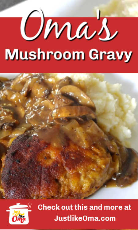 Wonderful mushroom gravy similar to a traditional Jägersauce, just like Oma