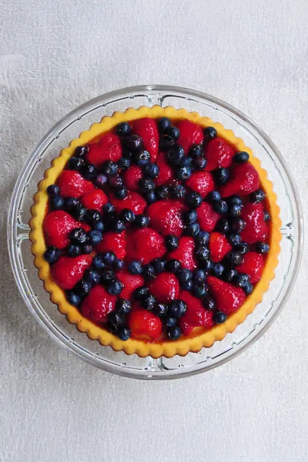 German Fruit Flan with a bounty of berries