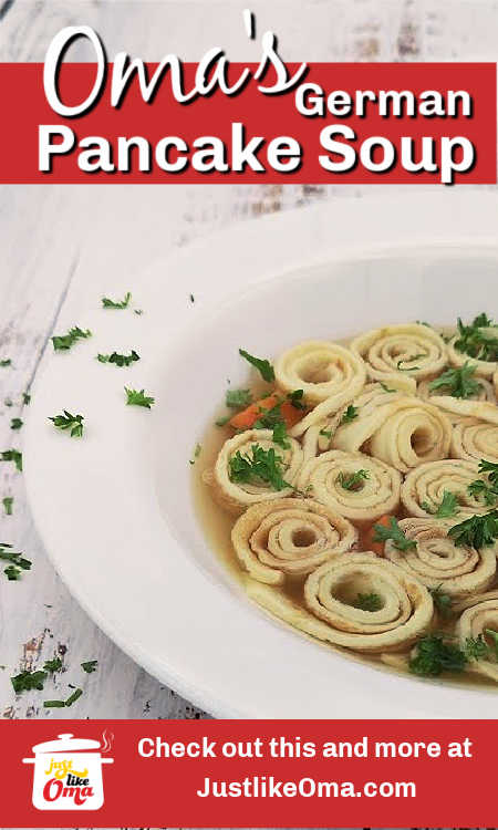 This Flädlesuppe, German pancake soup recipe, is a comfort food that many Germans recall from their childhood. A hearty broth poured over rolled crepe-like pancakes. Heavenly!