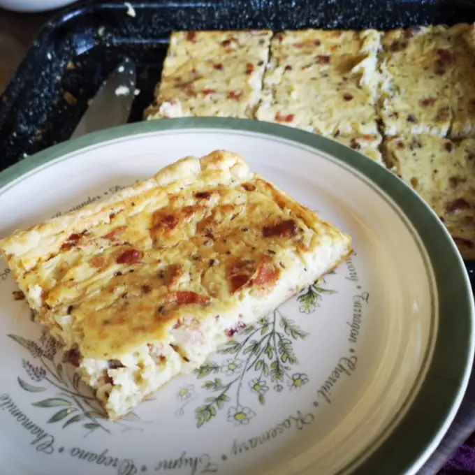 a piece of Heidi's German Zwiebelkuchen a piece of Heidi's German Zwiebelkuchen