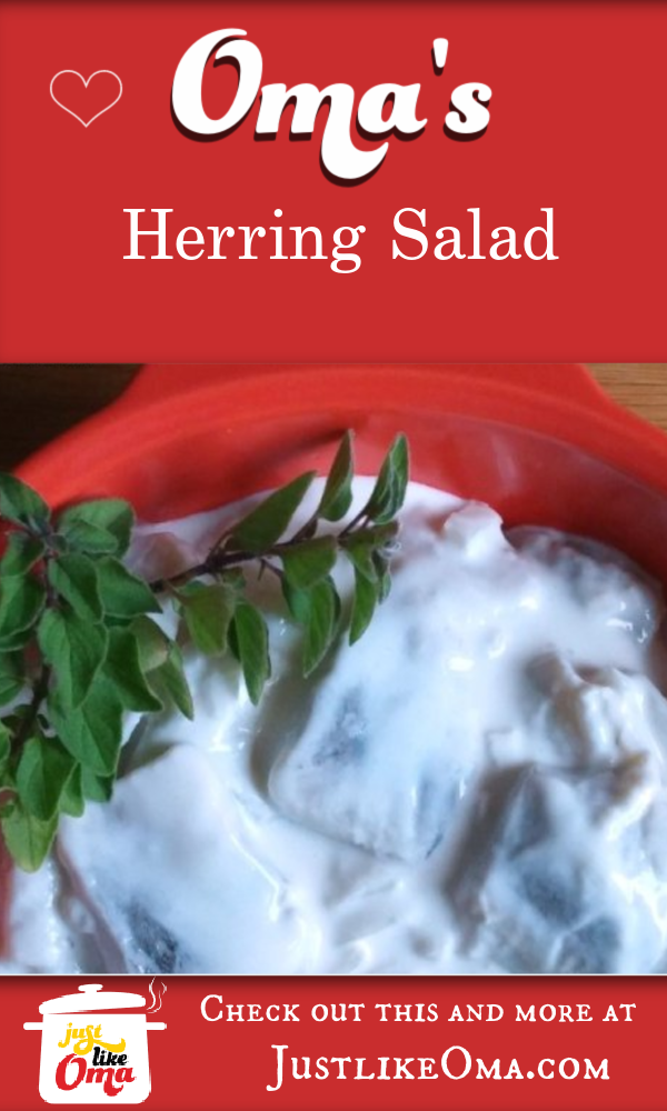Herring Salad ... just the way Mutti used to make it! Garnished with sprigs of oregano.