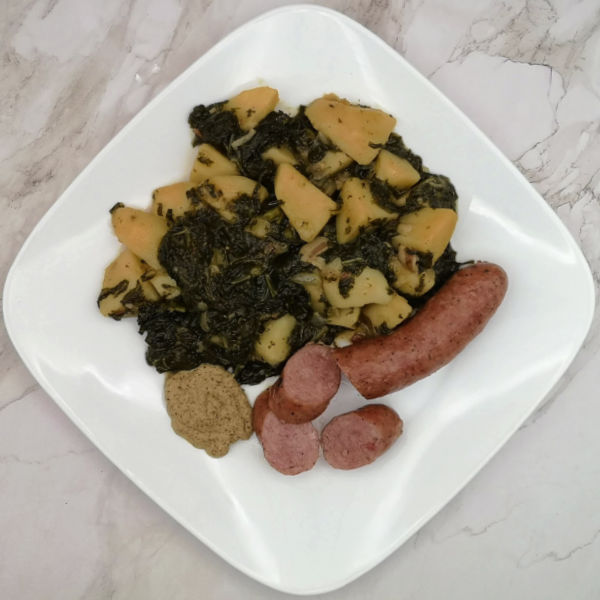 Oma's Kale and Potato Recipe ~ Grünkohl mit Kartoffeln, made the easy way, all in one pot is ready to serve. Similar to Grünkohl mit Pinkel! Oma's Kale and Potato Recipe ~ Grünkohl mit Kartoffeln, made the easy way, all in one pot is ready to serve. Similar to Grünkohl mit Pinkel!