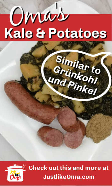 Here's a really easy dish to make just like Oma's Kale and Potato Recipe ~ Grünkohl mit Kartoffeln. Similar to Grünkohl mit Pinkel!