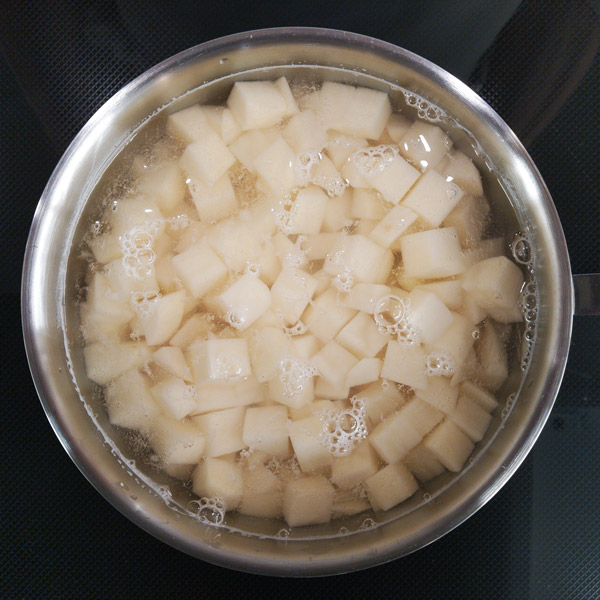 Cook potatoes until tender