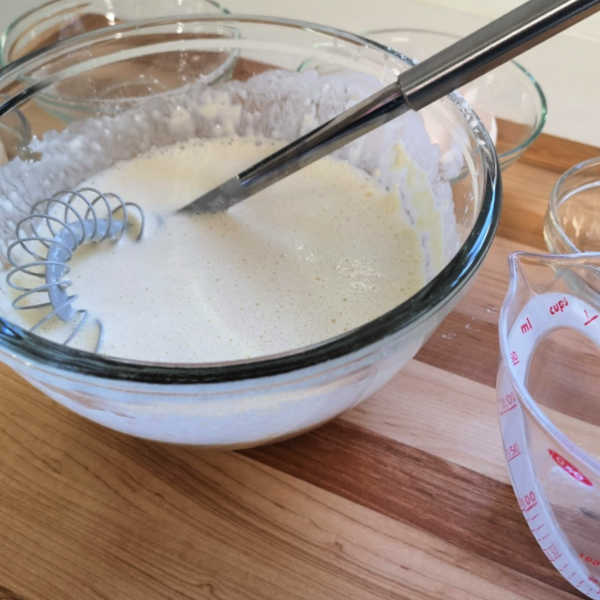 This Flädlesuppe, German pancake soup recipe, uses a simple pancake batter. This Flädlesuppe, German pancake soup recipe, uses a simple pancake batter.