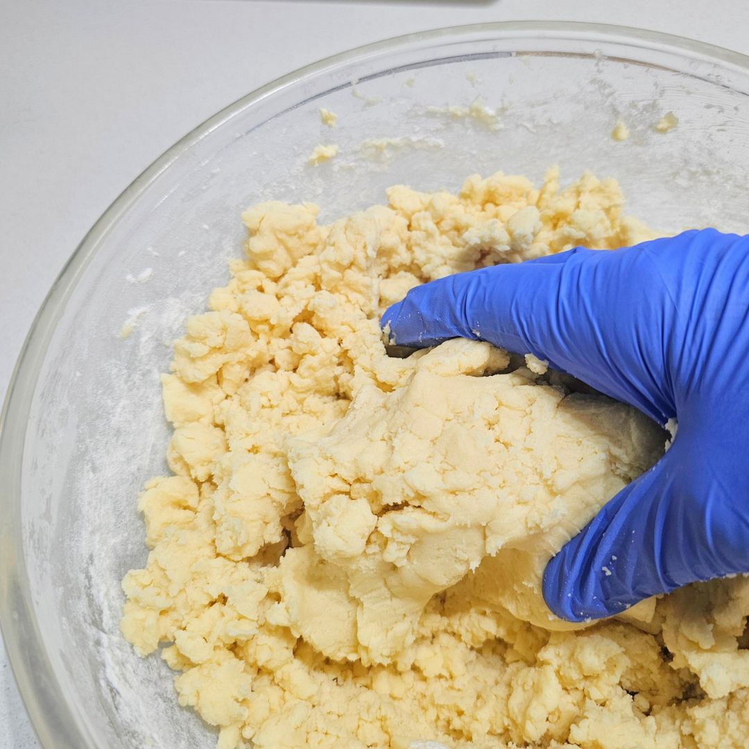 mixing dough by hand