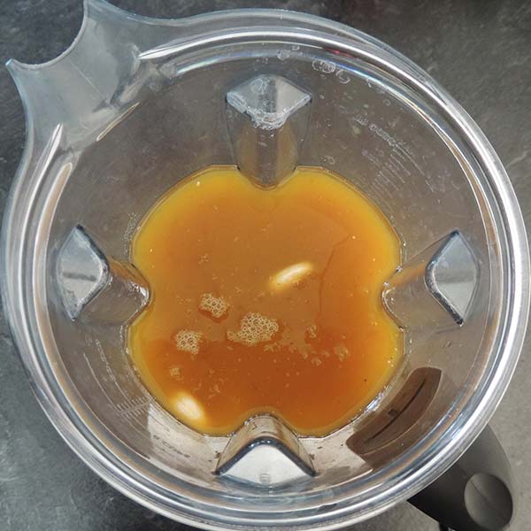 In a blender, add water or veggie broth, cashews, salt, and half of the mushroom mixture.