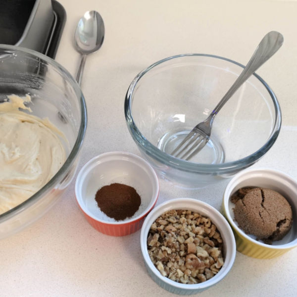 Make the nut mixture for the German coffee cake