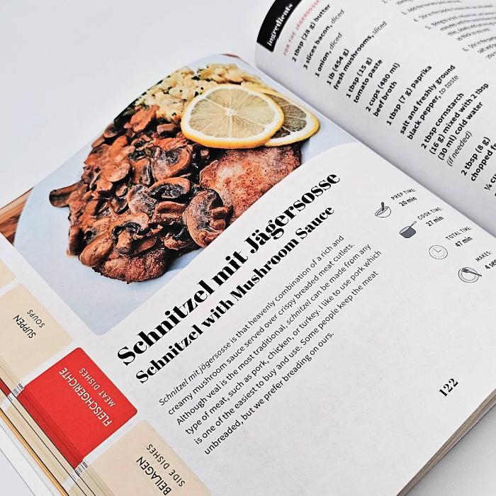 Choose from over a dozen meat entrées, including traditional Schnitzel, German-style. Choose from over a dozen meat entrées, including traditional Schnitzel, German-style.